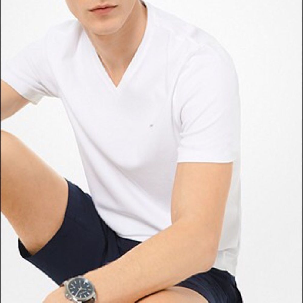 Michael Kors White Vneck ShortSleeve T Shirt SzXL